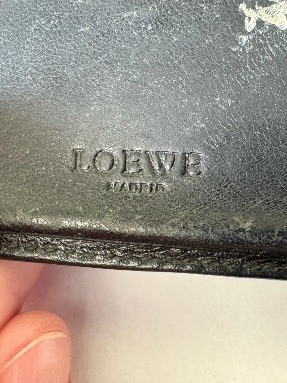 Loewe Vintage Black Leather Bifold Wallet Anagram Logo Made in Madrid Spain